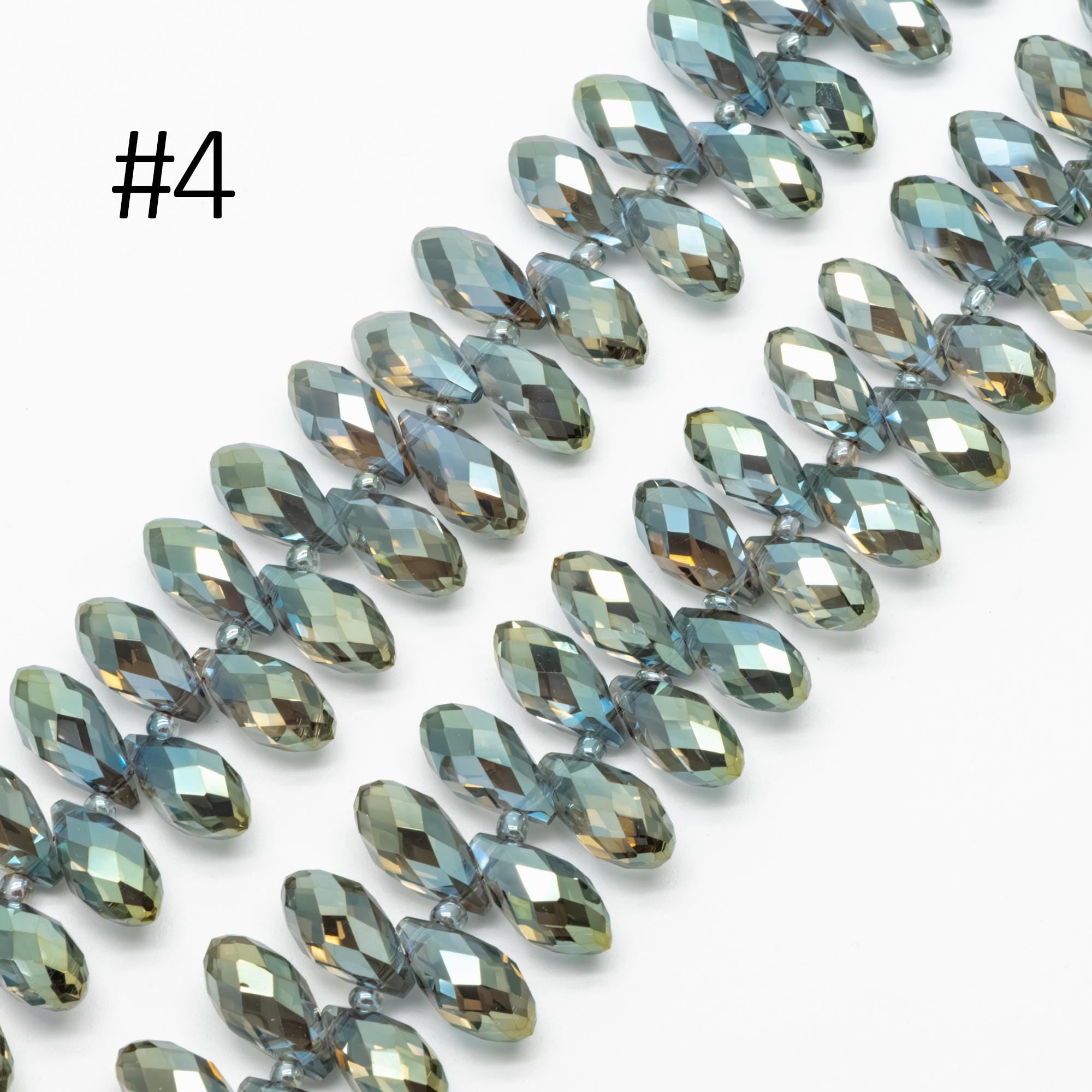 95 beads- Sparkly Crystal Teardrop Beads: Faceted Glass Drops for Jewelry Making 17x8mm, (HS-16)